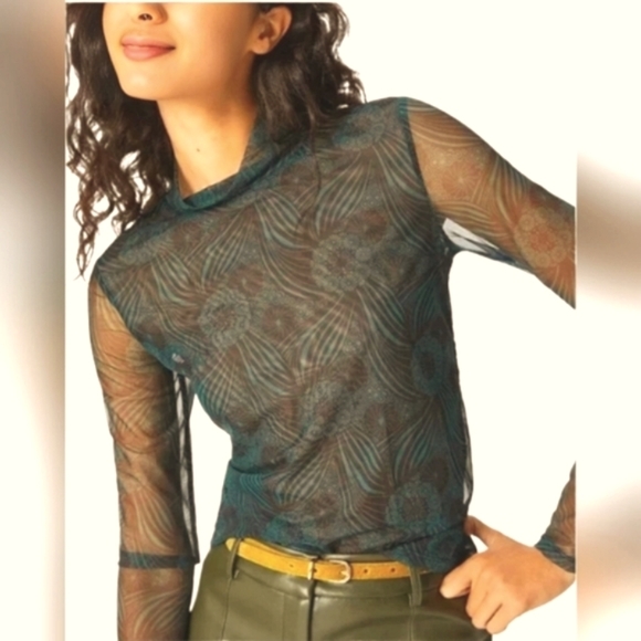 Anthropologie Tops - NWT Anthropologie mesh mock neck floral top S NEW!
